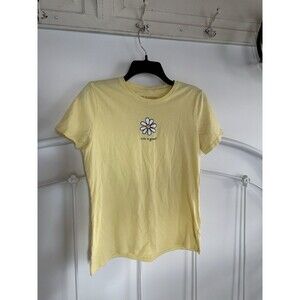 Life Is Good Women's Yellow T-Shirt Daisy Crusher Medium Excellent Gift Spring